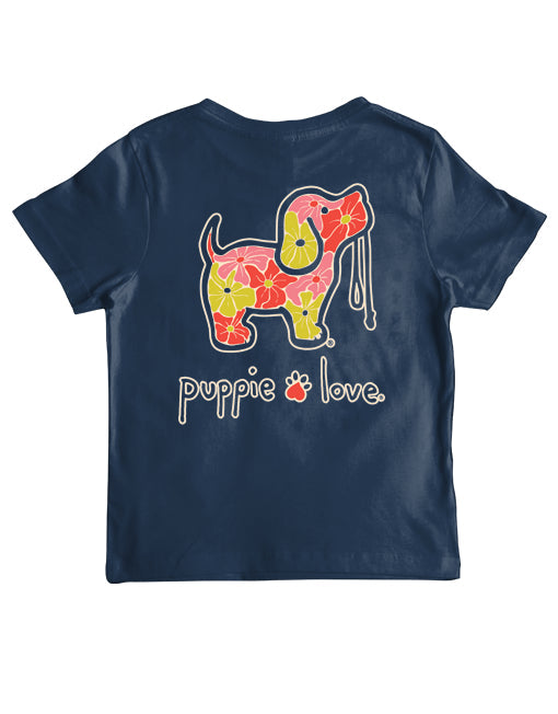 RETRO FLOWER PATTERN PUP, YOUTH SS PUPPIE LOVE