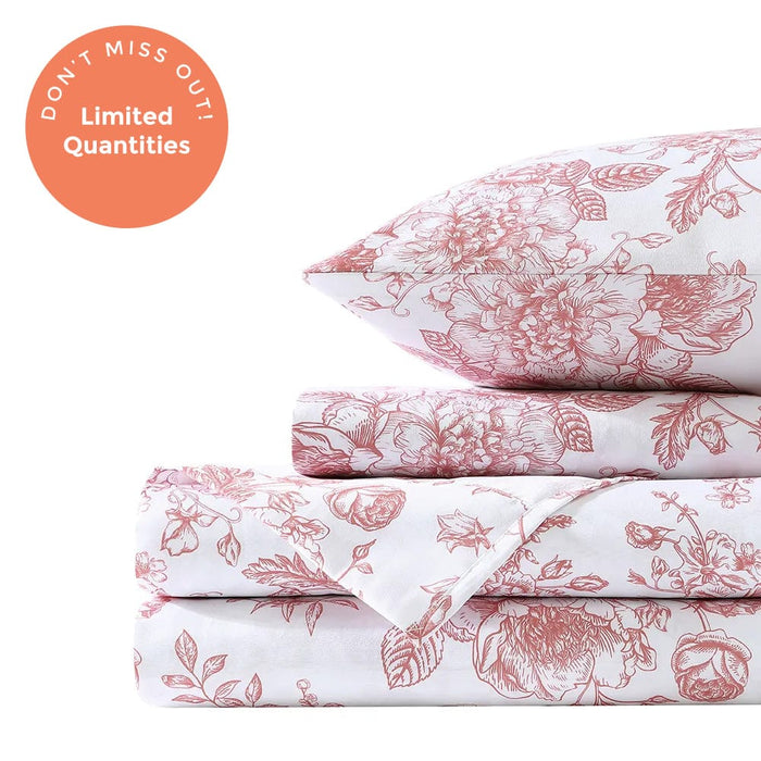 Retro Rose Floral Toile Sheet Set