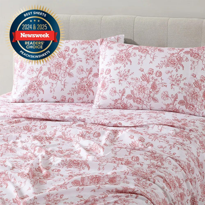 Retro Rose Floral Toile Sheet Set