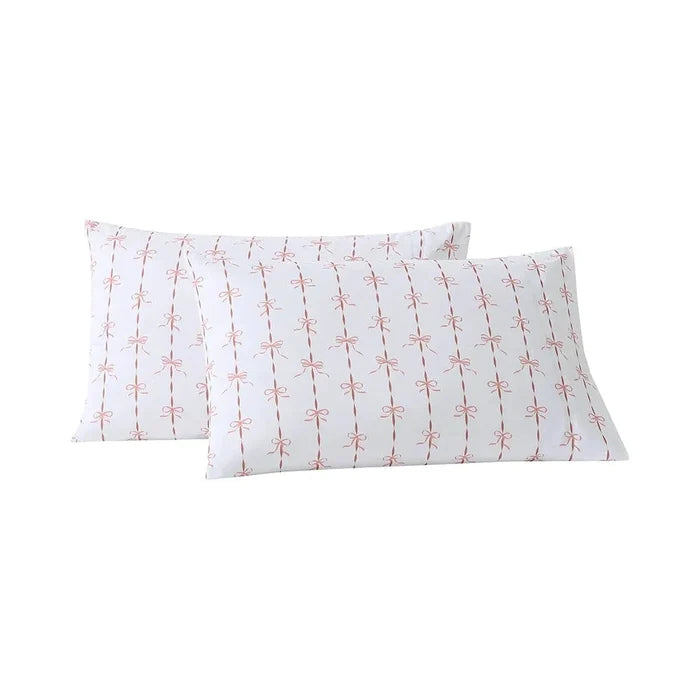 Retro Rose Ribbons and Bows Pillowcase Set