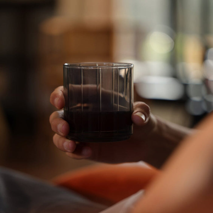 Rocks glasses glassware by Fable Home, shown in a smokegray finish. – #smokegray