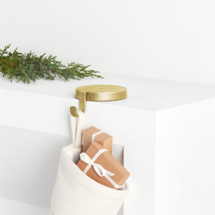 Round Brass Metal Christmas Stocking Holder