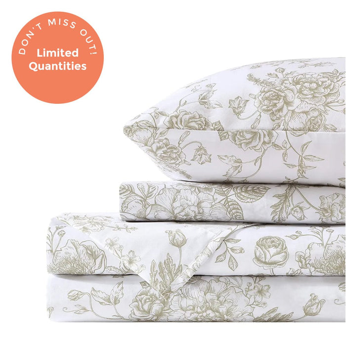 Sage Green Floral Toile Sheet Set