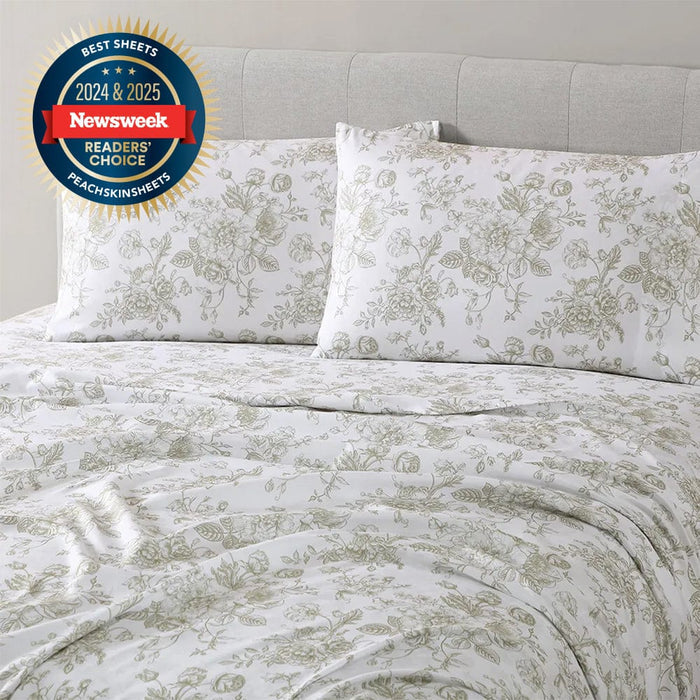 Sage Green Floral Toile Sheet Set