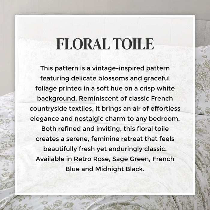 Sage Green Floral Toile Sheet Set