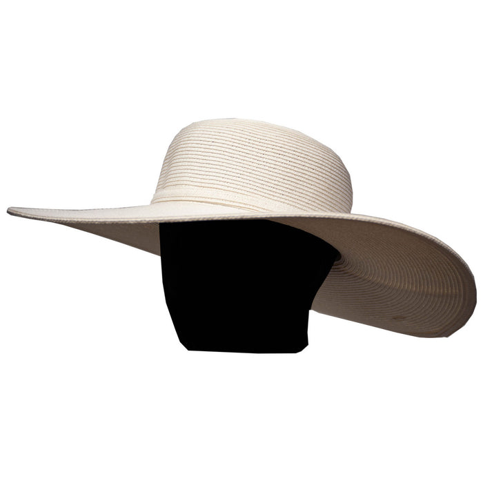 Saint Martin - 5" Flat Brim Sun Hat in White  - Model Left