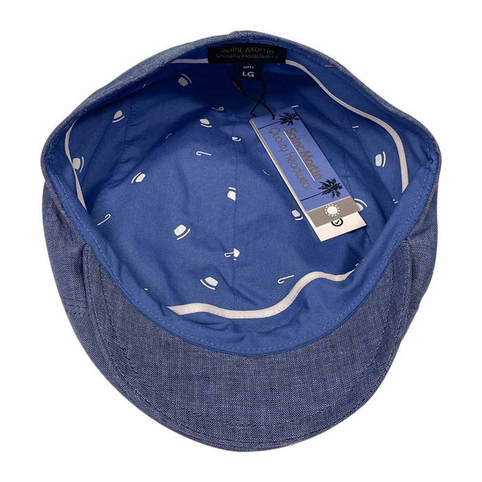 Saint Martin - Blue Linen Flat Cap - Interior