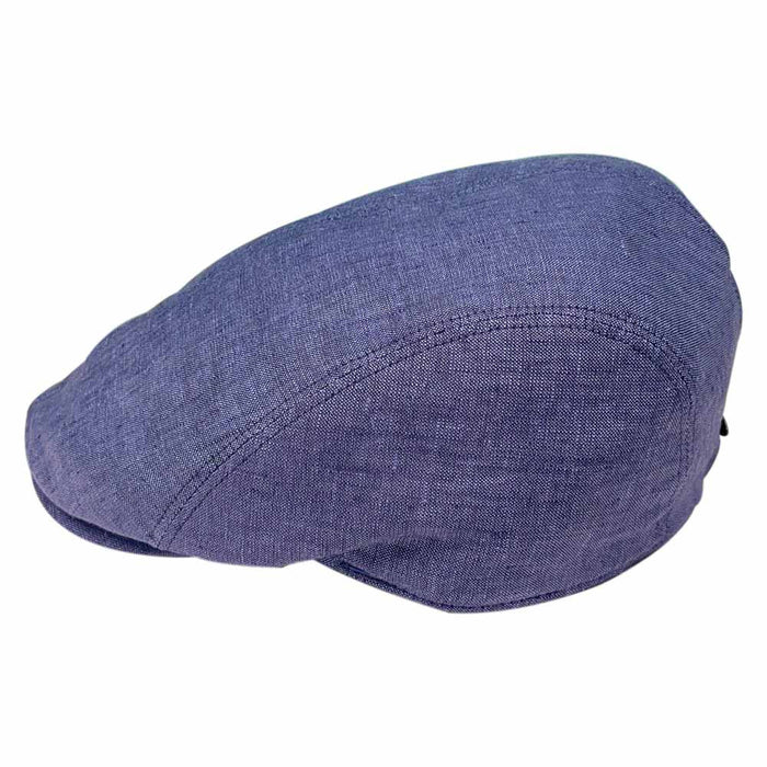 Saint Martin - Blue Linen Flat Cap - Side