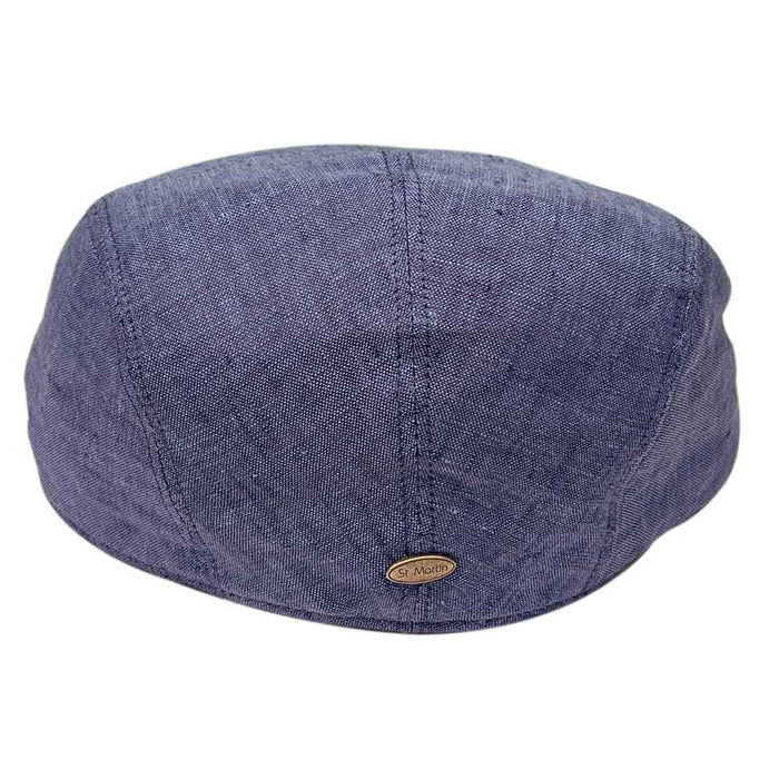 Saint Martin - Blue Linen Flat Cap - Back