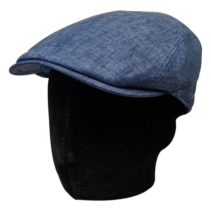 Saint Martin - Blue Linen Flat Cap - Model Style