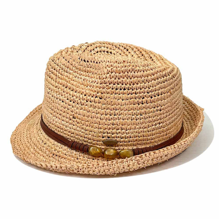 Saint Martin - Crochet Raffia Straw Fedora - Side