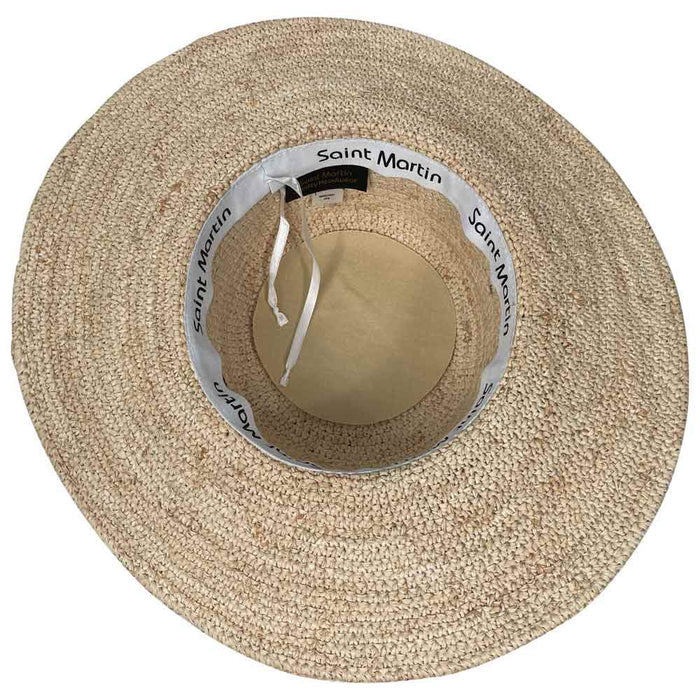 Saint Martin - Crochet Raffia Sun Hat with Bow - Interior