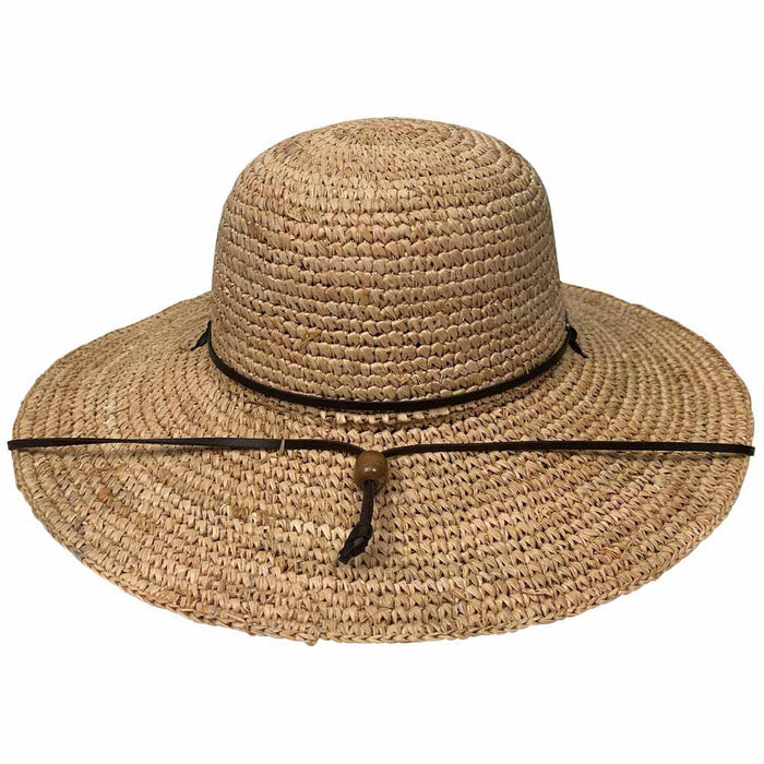 Saint Martin - Crochet Raffia Sun Hat with Leather Band - Back