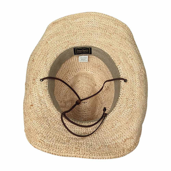 Saint Martin - Crochet Raffia Western Hat Natural - inside