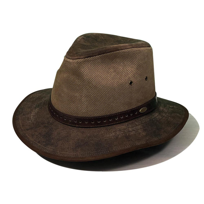 Saint Martin - Distressed Leather Fedora - Brown (Profile)