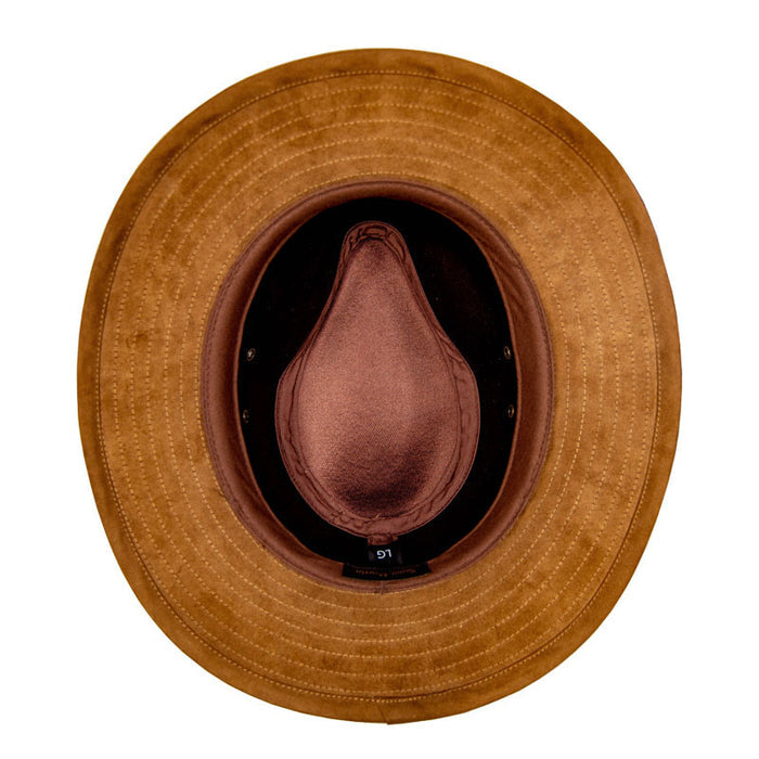 Saint Martin - Distressed Leather Fedora -Tan (Inside)