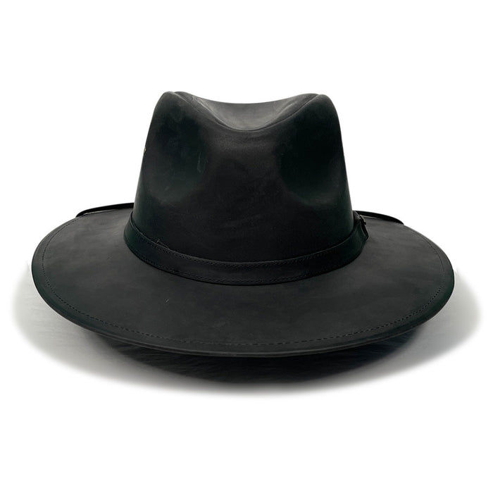 Saint Martin - Black Leather Safari Hat - Front