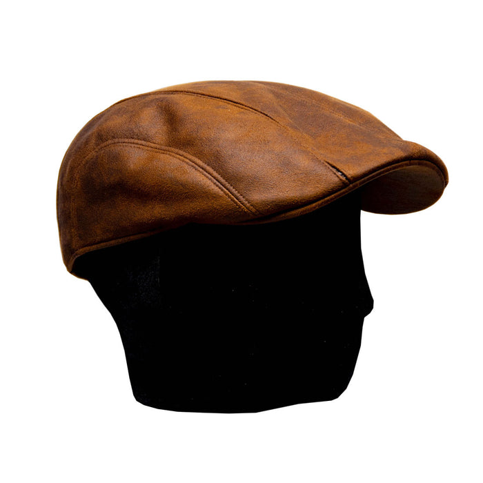 Saint Martin - Faux Leather Driver Cap Brown (Model Right)
