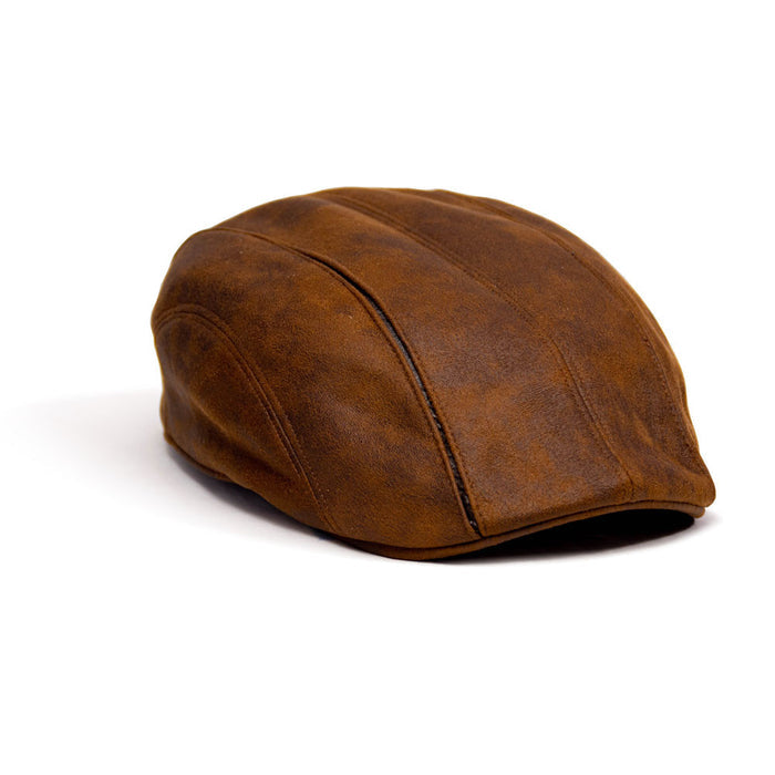 Saint Martin - Faux Leather Driver Cap Brown (Profile Side)