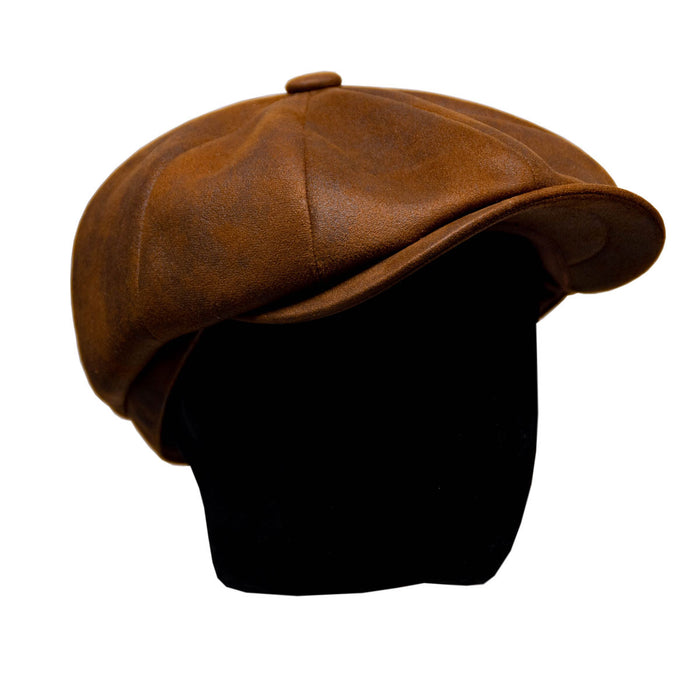 Saint Martin - Faux Leather Newsboy Cap (Model Right)