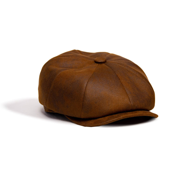 Saint Martin - Faux Leather Newsboy Cap (Profile Side)