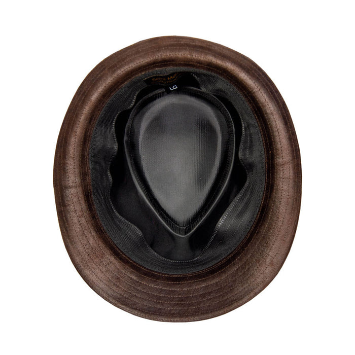 Saint Martin - Faux Leather Trilby Fedora Brown (Inside)