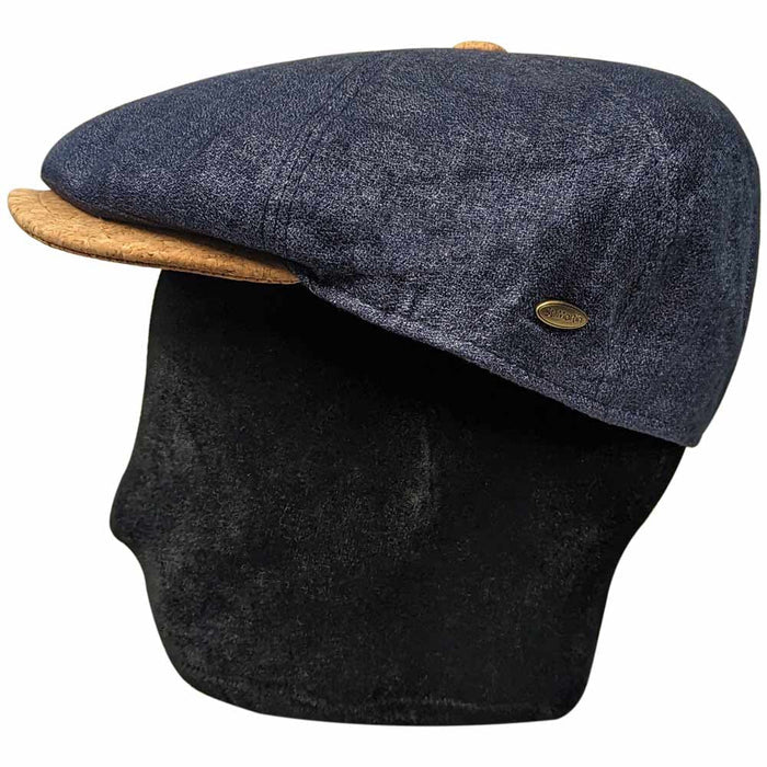 Saint Martin - Genova Denim & Cork Newsboy Cap - Model Side