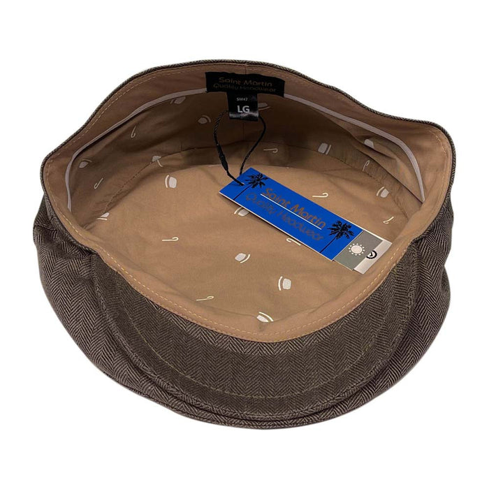 Saint Martin - Grey Linen Flat Cap - Inside
