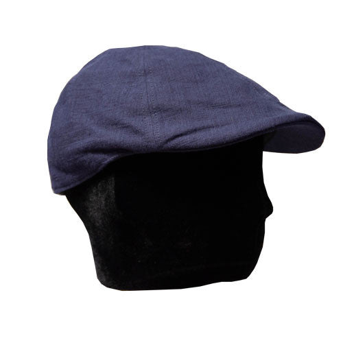 Saint Martin - Navy Linen Driver Cap (Model Right)