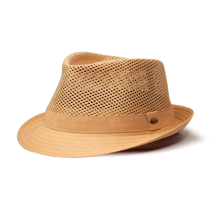 Saint Martin - Mesh Trilby Fedora Tan (Profile)