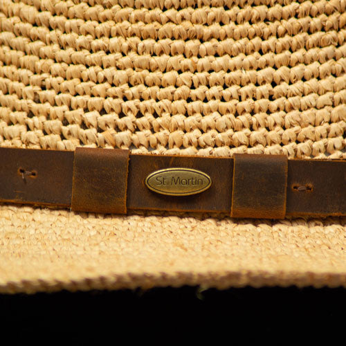 Saint Martin - Raffia Fedora with Leather Band (Logo)