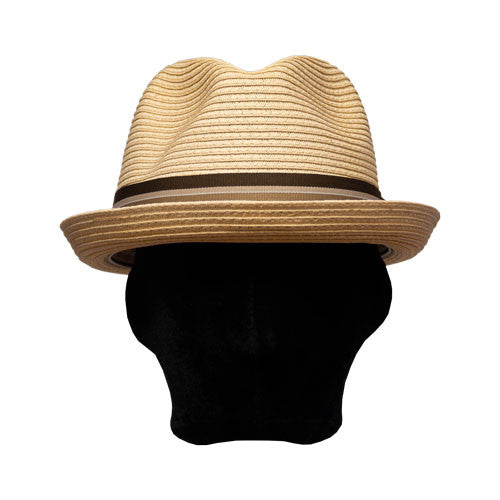 Saint Martin - Sewn Paper Short Brim Fedora Natural (Model Front)
