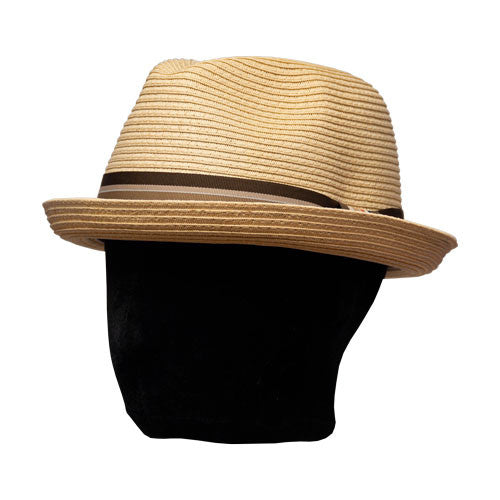 Saint Martin - Sewn Paper Short Brim Fedora Natural (Model Left)
