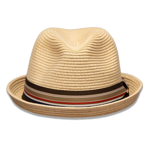 Saint Martin - Sewn Paper Short Brim Fedora Natural (Front)