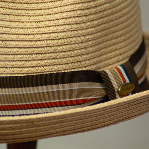 Saint Martin - Sewn Paper Short Brim Fedora Natural (Band)