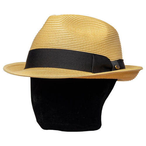Saint Martin - Sewn Paper Trilby Fedora Natural (Model Left)