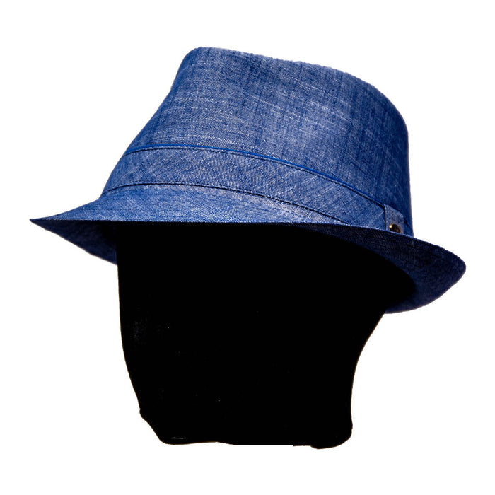 Saint Martin - Trilby Fedora Denim (Model Left)