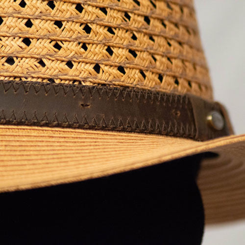Saint Martin - Two Tone Paper Braid Fedora (Leather Band)
