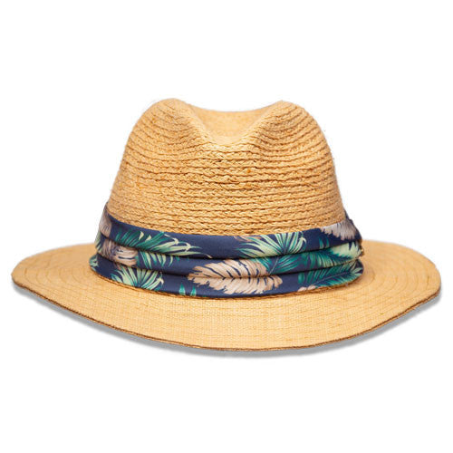 Saint Martin - Two Tone Raffia Safari Fedora (Profile Front)