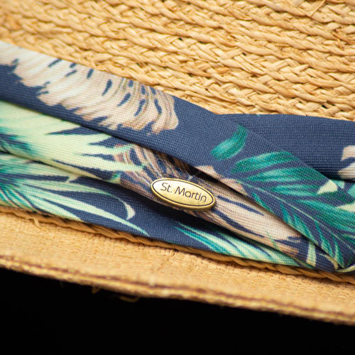 Saint Martin - Two Tone Raffia Safari Fedora (Logo)