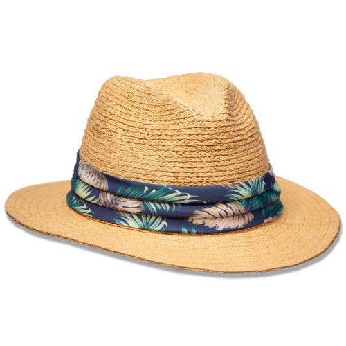 Saint Martin - Two Tone Raffia Safari Fedora (Profile Side)