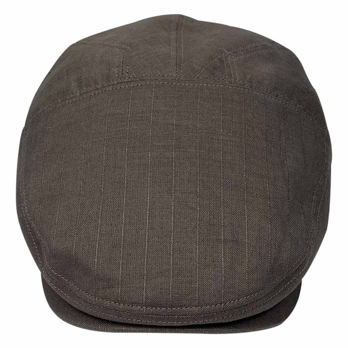 Saint Martin - Grey Linen Pinstripe Driver Cap - Front