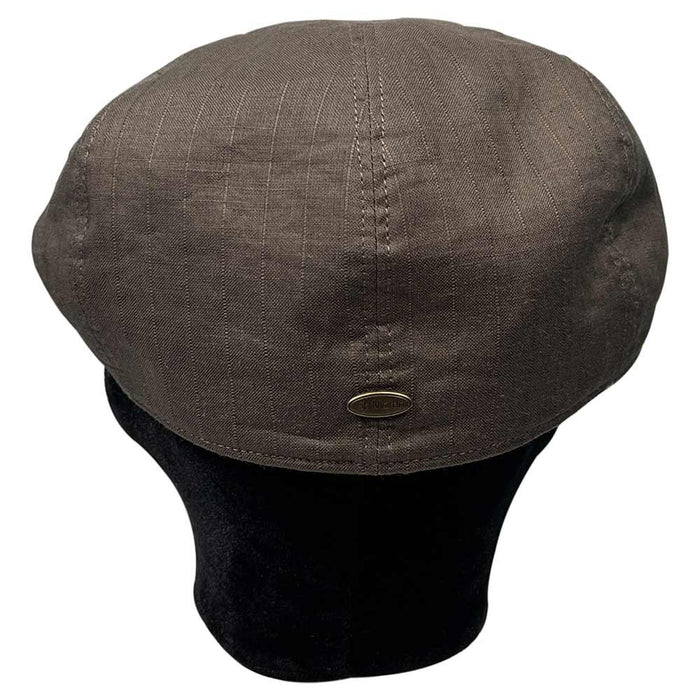 Saint Martin - Grey Linen Pinstripe Driver Cap on Head - Back