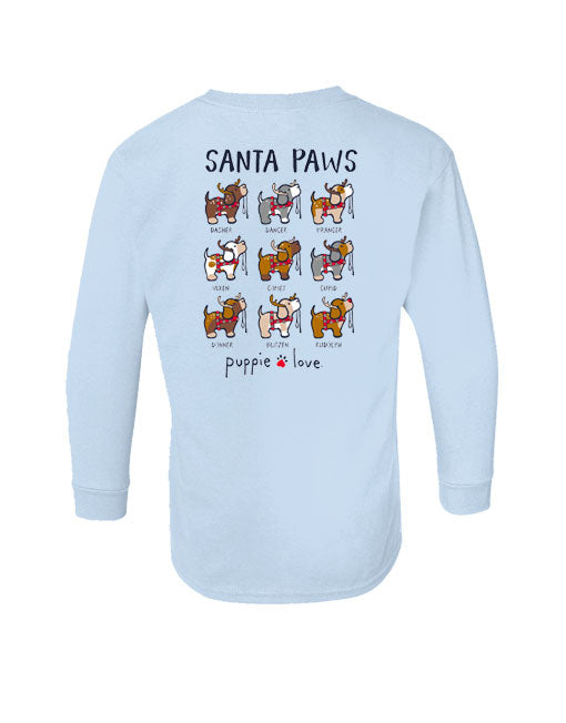 SANTA PAWS REINDEER PUPS, YOUTH LS PUPPIE LOVE