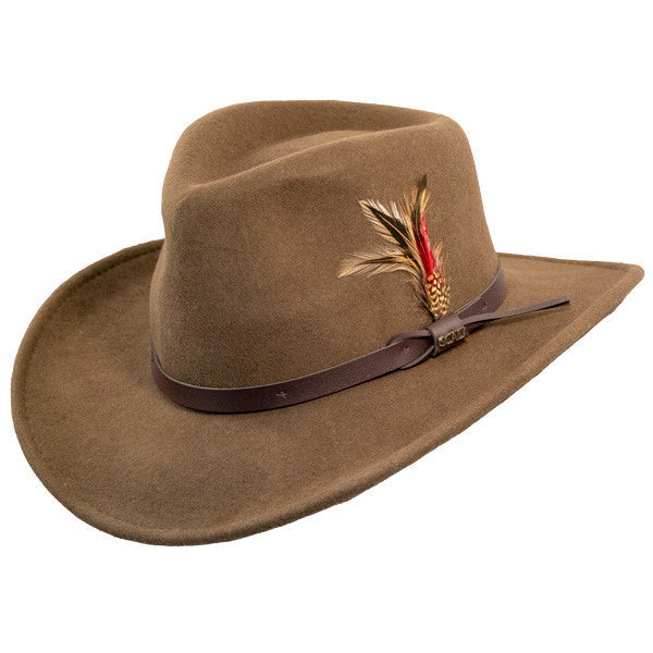 Scala - Crushable Wool Felt Outback Hat Khaki -