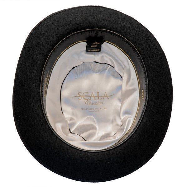 Scala - Jazz Porkpie Wool Felt Hat - Bottom, Inside