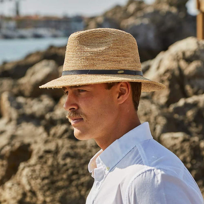 Scala - Tulum Crocheted Raffia Safari Hat - Model1