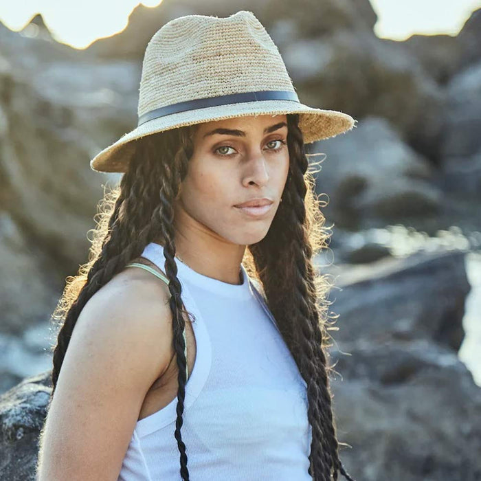 Scala - Tulum Crocheted Raffia Safari Hat - Model2