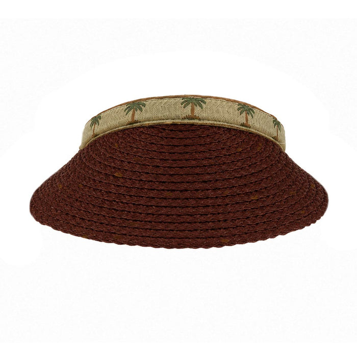 Scala - Raffia Visor with Palm Tree emblems