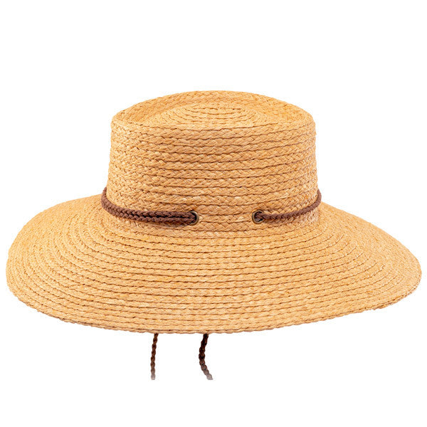 Scala- Braided Raffia Aussie Boater Sun Hat - Side